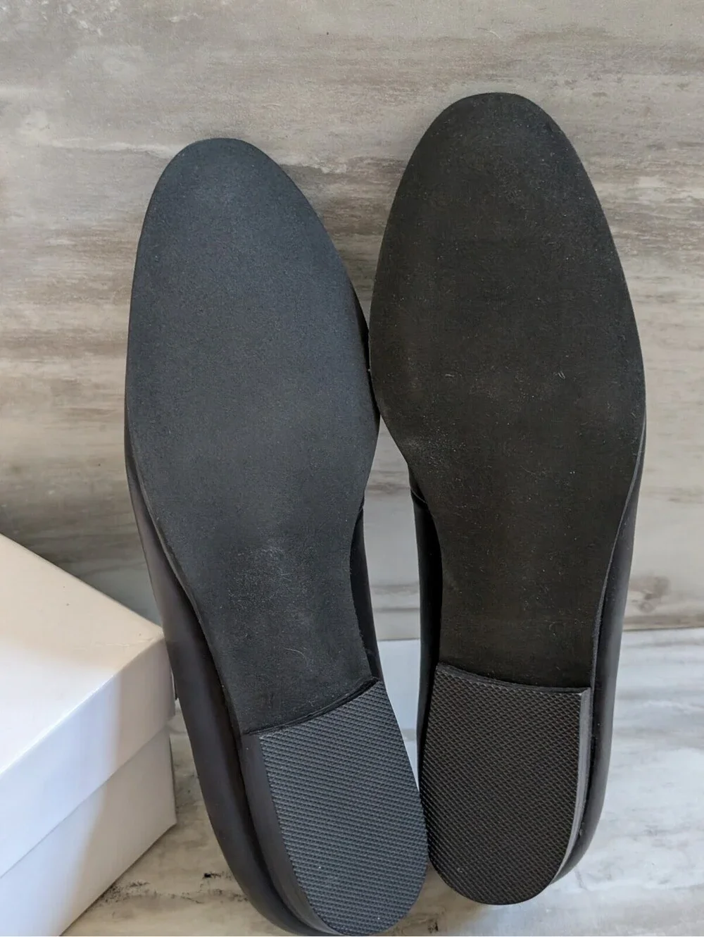 New York Transit Black Leather Flats, Size 6M